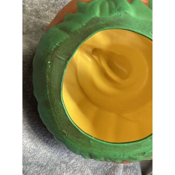 Halloween Vintage 1978 Pumpkin With Hat Ceramic, Hand Painted, Scarecrow Pumpkin - Picture 8 of 9